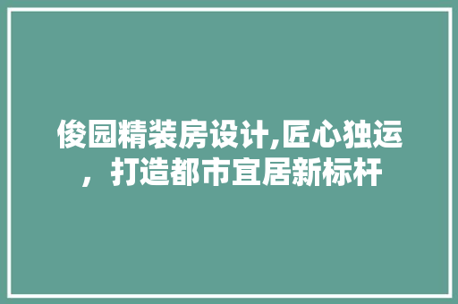 俊园精装房设计,匠心独运，打造都市宜居新标杆