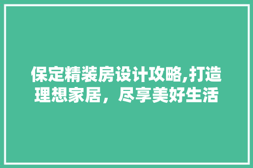 保定精装房设计攻略,打造理想家居，尽享美好生活