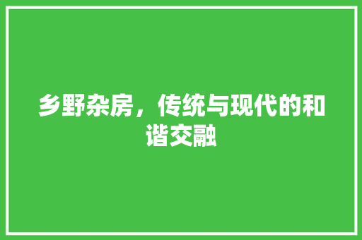 乡野杂房，传统与现代的和谐交融
