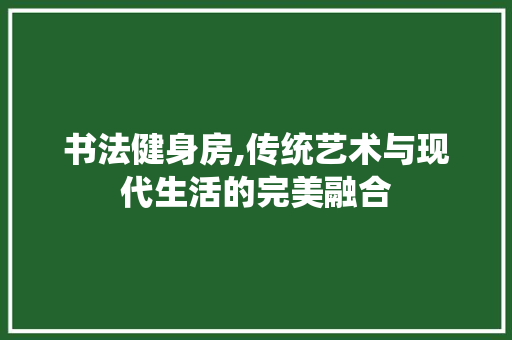 书法健身房,传统艺术与现代生活的完美融合
