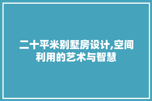 二十平米别墅房设计,空间利用的艺术与智慧