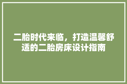 二胎时代来临，打造温馨舒适的二胎房床设计指南