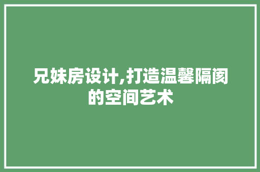 兄妹房设计,打造温馨隔阂的空间艺术