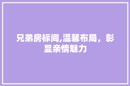 兄弟房标间,温馨布局，彰显亲情魅力
