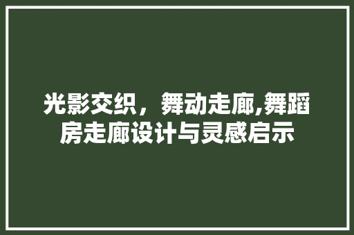 光影交织，舞动走廊,舞蹈房走廊设计与灵感启示