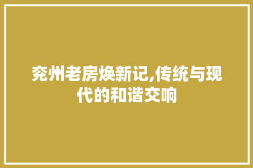 兖州老房焕新记,传统与现代的和谐交响