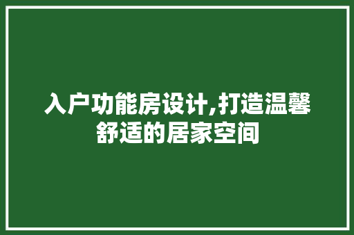 入户功能房设计,打造温馨舒适的居家空间