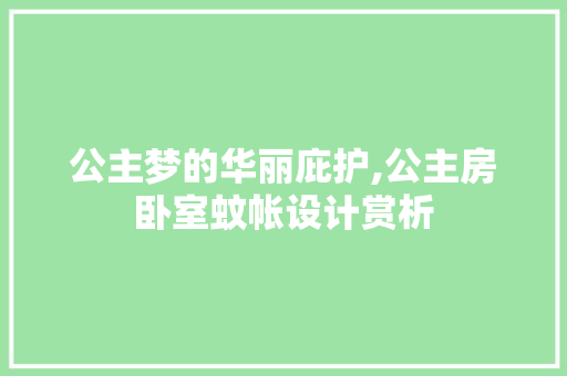 公主梦的华丽庇护,公主房卧室蚊帐设计赏析