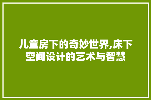儿童房下的奇妙世界,床下空间设计的艺术与智慧