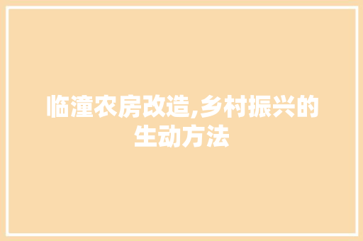 临潼农房改造,乡村振兴的生动方法