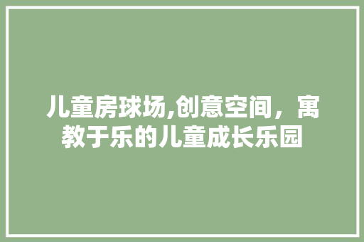 儿童房球场,创意空间，寓教于乐的儿童成长乐园 庭院装修