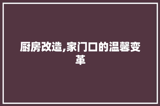 厨房改造,家门口的温馨变革