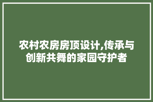 农村农房房顶设计,传承与创新共舞的家园守护者