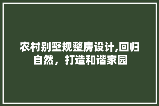 农村别墅规整房设计,回归自然，打造和谐家园