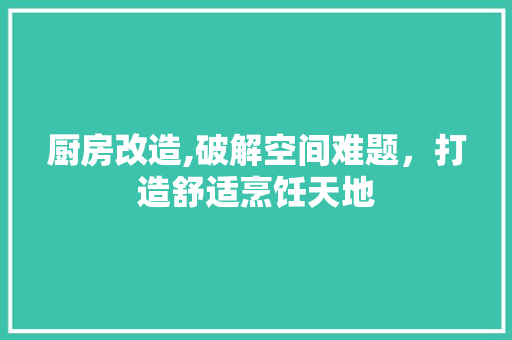 厨房改造,破解空间难题，打造舒适烹饪天地