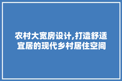 农村大宽房设计,打造舒适宜居的现代乡村居住空间 建筑设计