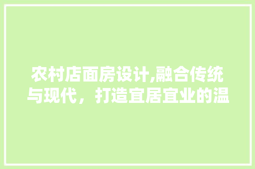 农村店面房设计,融合传统与现代，打造宜居宜业的温馨空间