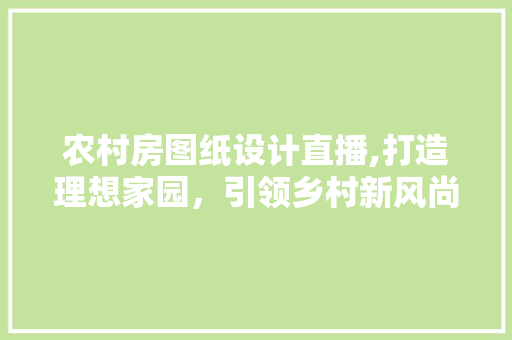 农村房图纸设计直播,打造理想家园，引领乡村新风尚 建筑设计