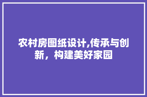 农村房图纸设计,传承与创新，构建美好家园