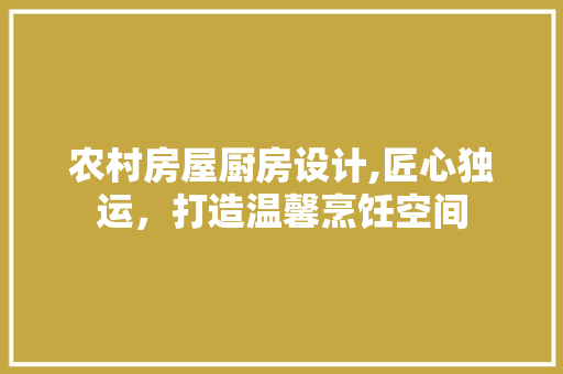 农村房屋厨房设计,匠心独运，打造温馨烹饪空间