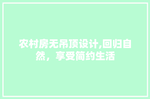 农村房无吊顶设计,回归自然，享受简约生活