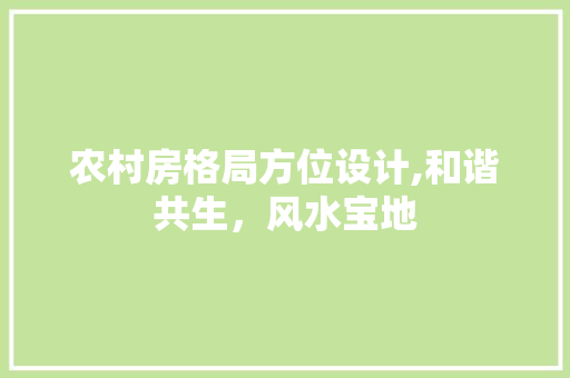 农村房格局方位设计,和谐共生，风水宝地