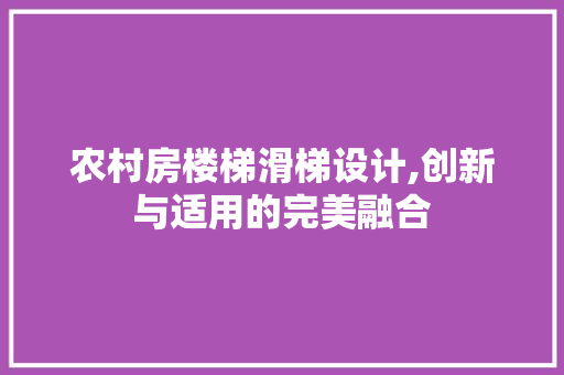 农村房楼梯滑梯设计,创新与适用的完美融合