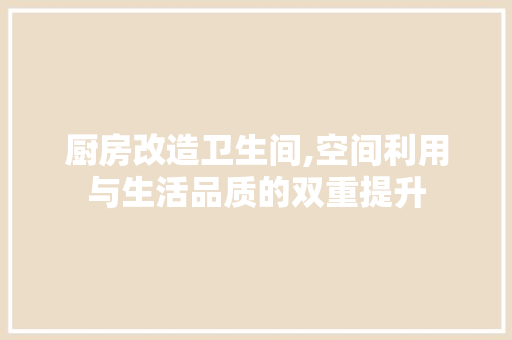 厨房改造卫生间,空间利用与生活品质的双重提升