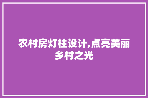 农村房灯柱设计,点亮美丽乡村之光