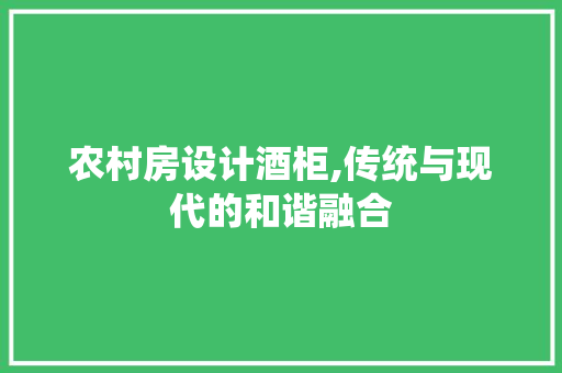 农村房设计酒柜,传统与现代的和谐融合
