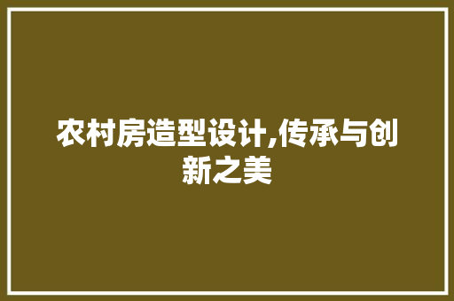 农村房造型设计,传承与创新之美
