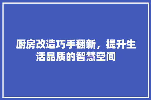 厨房改造巧手翻新，提升生活品质的智慧空间