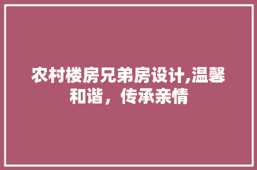 农村楼房兄弟房设计,温馨和谐，传承亲情 墙面装饰