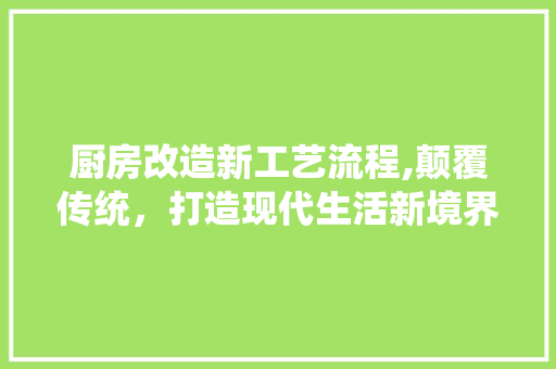 厨房改造新工艺流程,颠覆传统，打造现代生活新境界