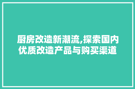 厨房改造新潮流,探索国内优质改造产品与购买渠道