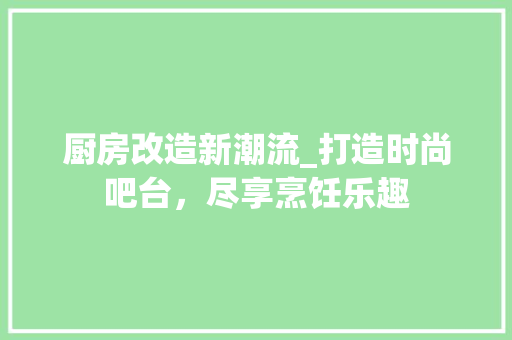 厨房改造新潮流_打造时尚吧台，尽享烹饪乐趣