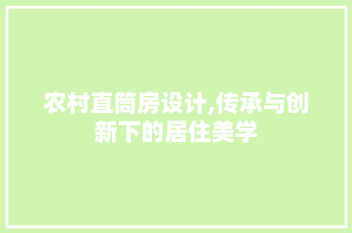 农村直筒房设计,传承与创新下的居住美学