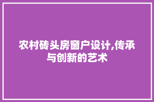 农村砖头房窗户设计,传承与创新的艺术 墙面装饰