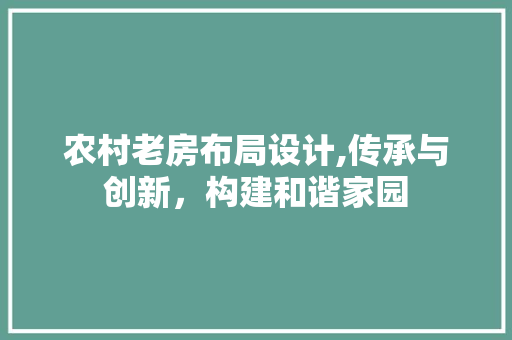 农村老房布局设计,传承与创新，构建和谐家园