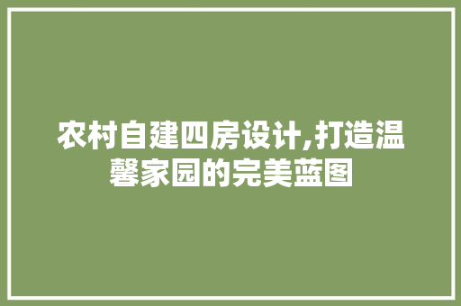 农村自建四房设计,打造温馨家园的完美蓝图