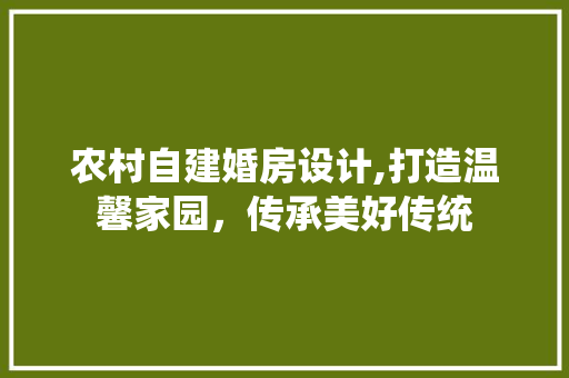 农村自建婚房设计,打造温馨家园，传承美好传统