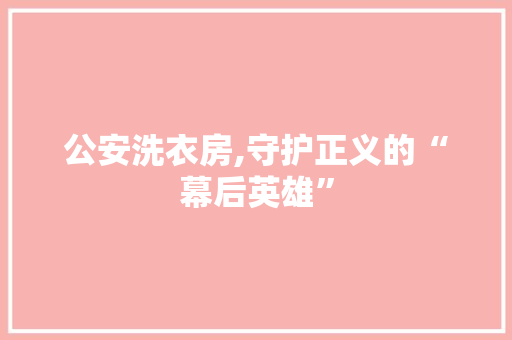公安洗衣房,守护正义的“幕后英雄”