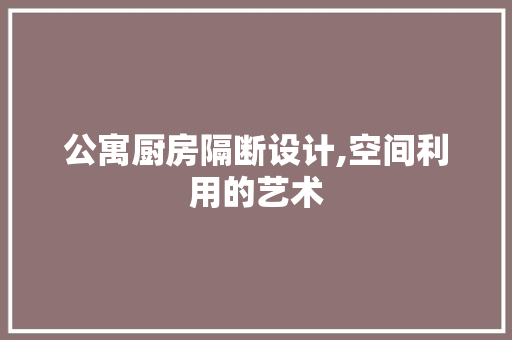 公寓厨房隔断设计,空间利用的艺术