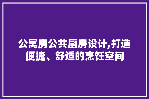 公寓房公共厨房设计,打造便捷、舒适的烹饪空间