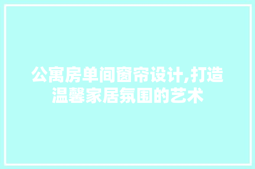 公寓房单间窗帘设计,打造温馨家居氛围的艺术