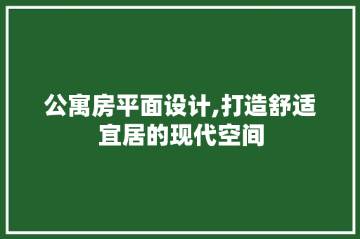 公寓房平面设计,打造舒适宜居的现代空间