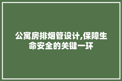 公寓房排烟管设计,保障生命安全的关键一环 庭院装修