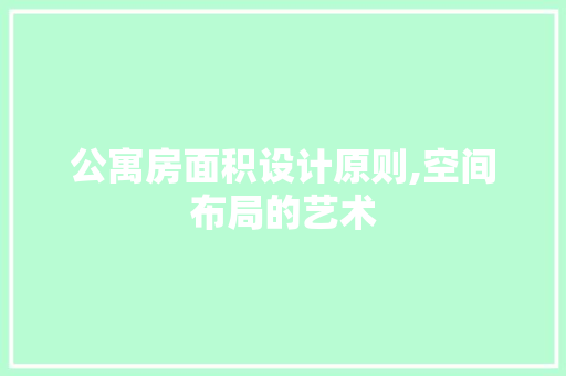 公寓房面积设计原则,空间布局的艺术