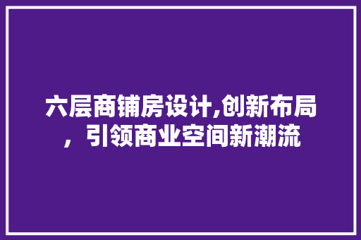 六层商铺房设计,创新布局，引领商业空间新潮流