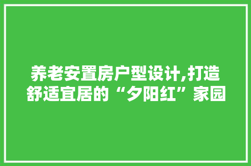 养老安置房户型设计,打造舒适宜居的“夕阳红”家园